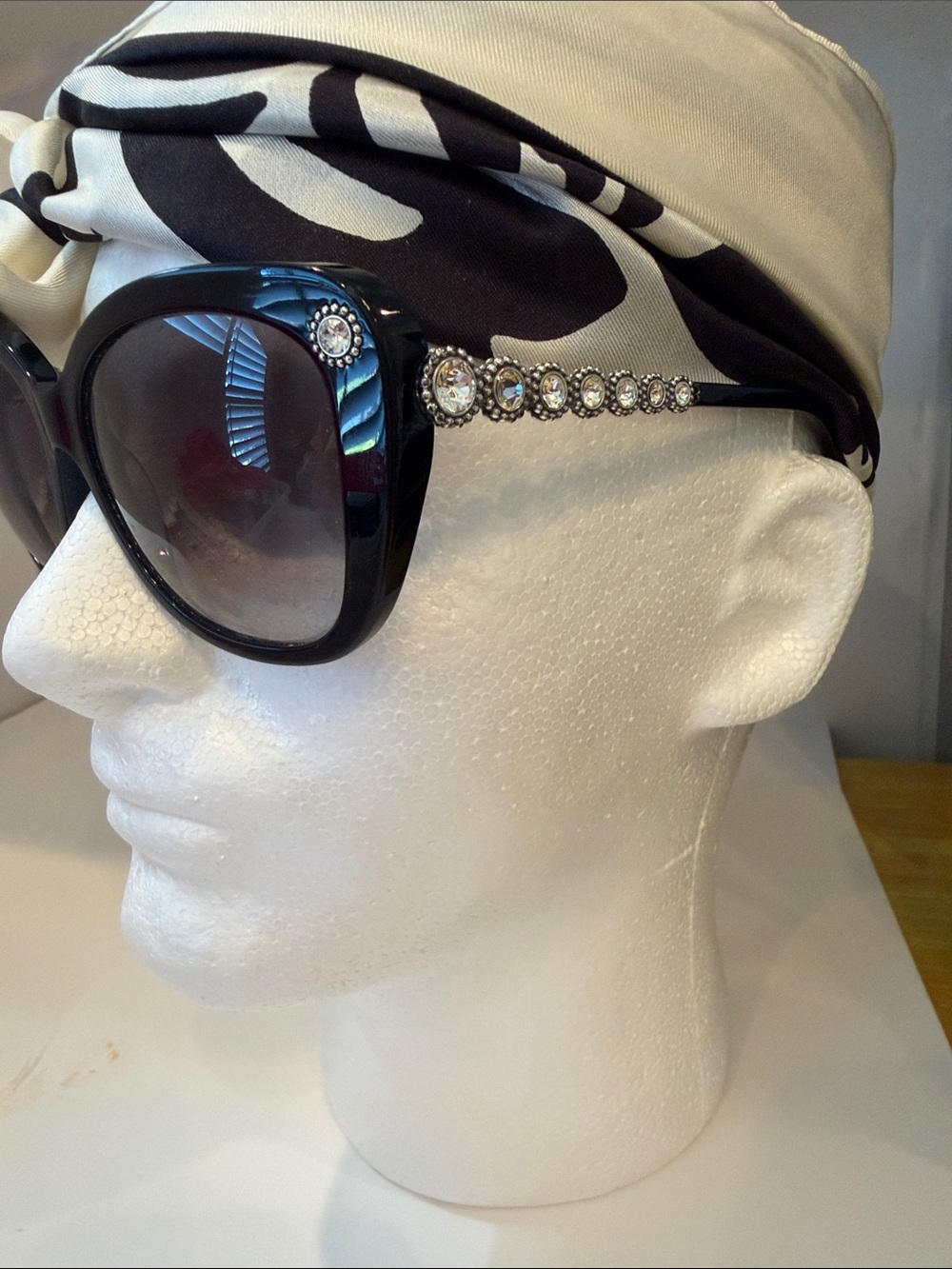 Women's Black Rhinestone Accent Sunglasses